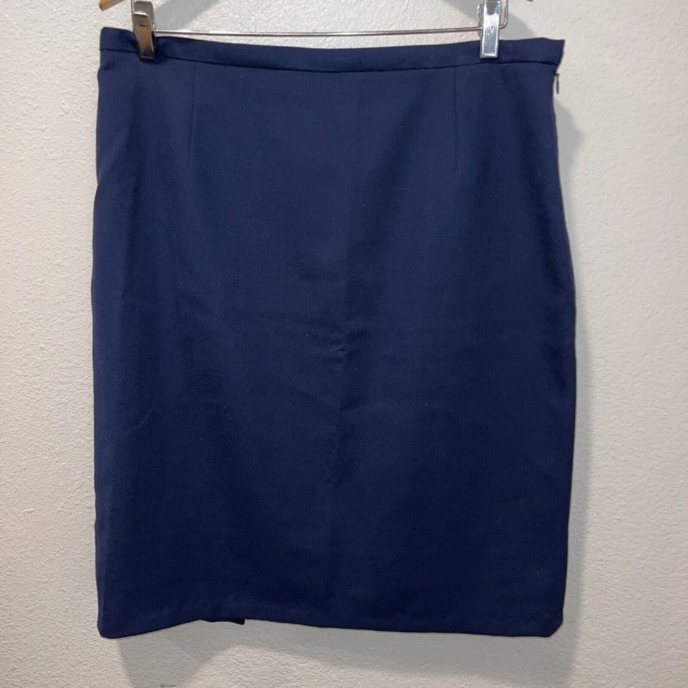 Pendleton Vintage Pure Virgin Wool Pencil Kick Pleat Lined Size 14 Navy Blue